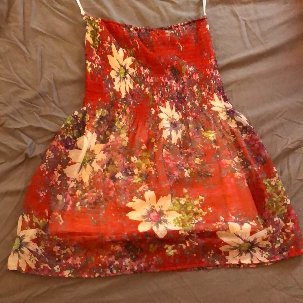 swooy floral strapless dress